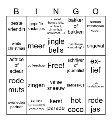Kerstfilm Bingo Card