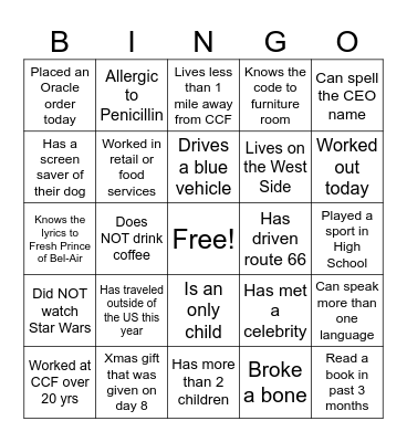 Equipment Tech Bingo Card