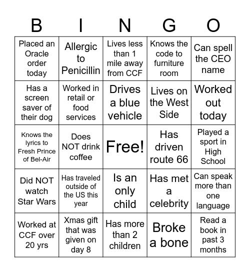 Equipment Tech Bingo Card