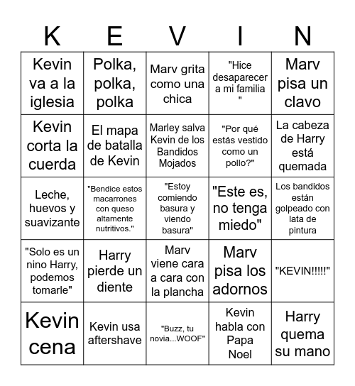 Home Alone Bingo Card