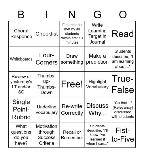 Bingo Card