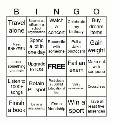 Mawon's 2026 Bingo Card