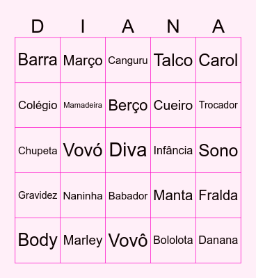 Chá da Diana Bingo Card
