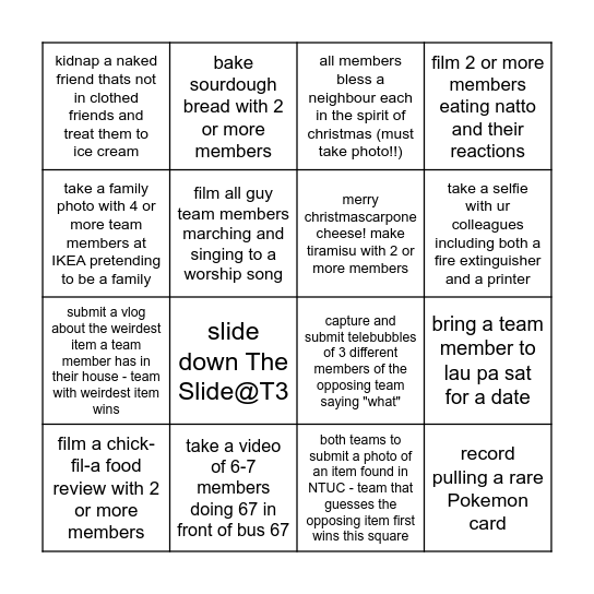 CLOTHED FRIENDS XMAS PARTY TEAM BINGO Card