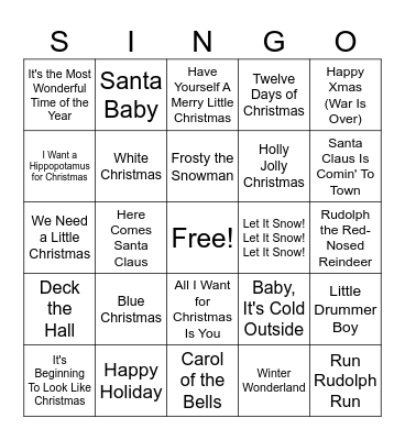 Christmas Bingo Card