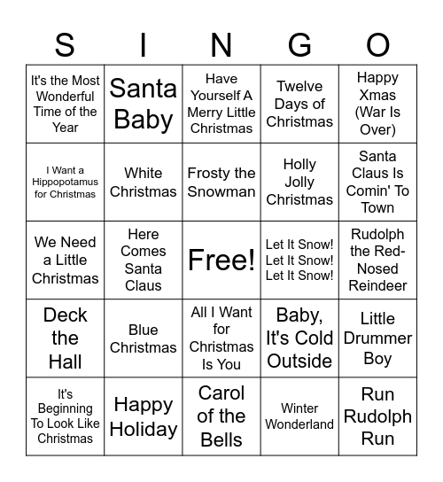 Christmas Bingo Card