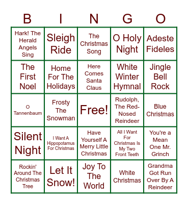 Holiday Bingo Card