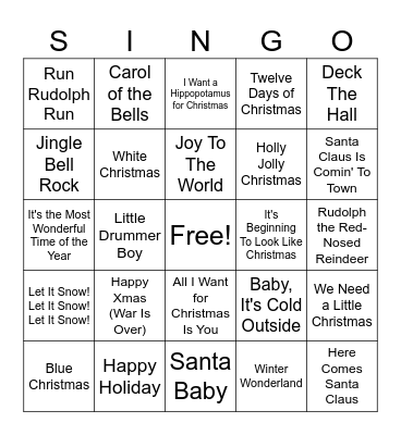 Christmas Bingo Card