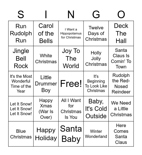 Christmas Bingo Card