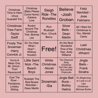 Christmas Music Bingo Card
