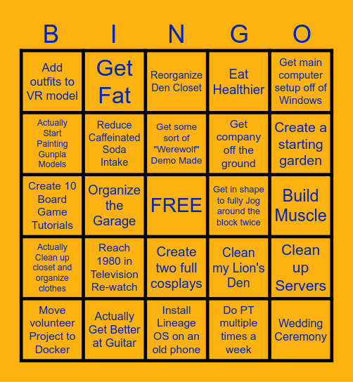 Zander's 2026 Bingo Resolution Bingo Card