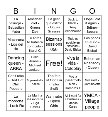 Bingo musical Bingo Card