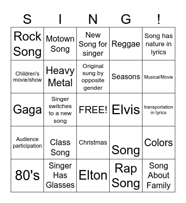Plastic Porch Karaoke Bingo Card