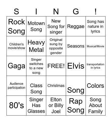 Plastic Porch Karaoke Bingo Card