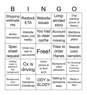 SANMAR BINGO - Holiday Edition Bingo Card