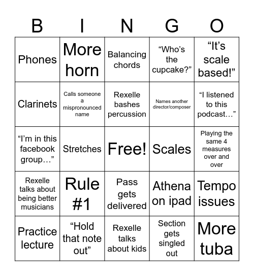 Band Bingo Card