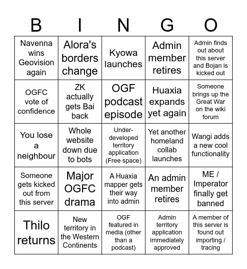 OGF 2026 Bingo Card