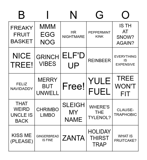 CHRISTMAS BINGO BABY! Bingo Card