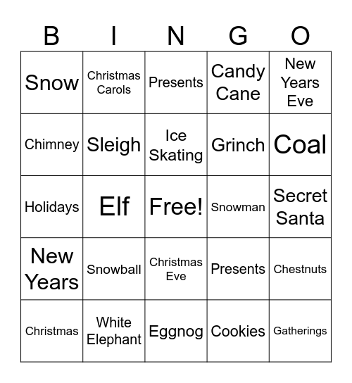CHRISTMAS BINGO Card