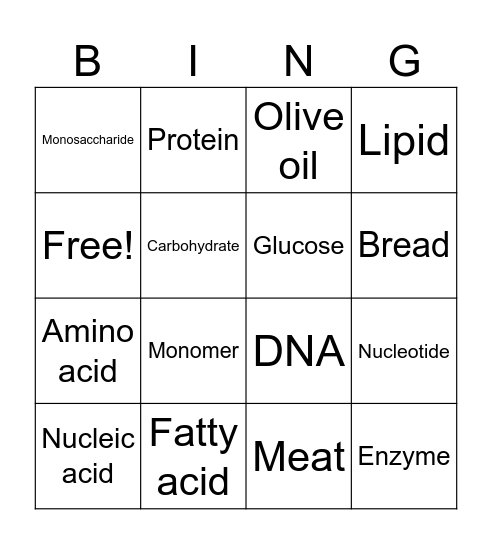 Macros Bingo Card