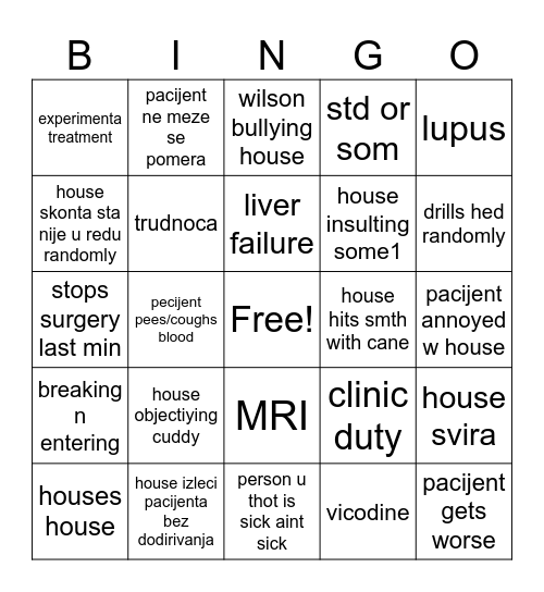 mista house Bingo Card