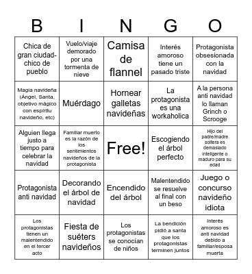 Películas navideñas Bingo Card