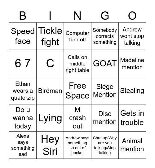 Second Bingo Card