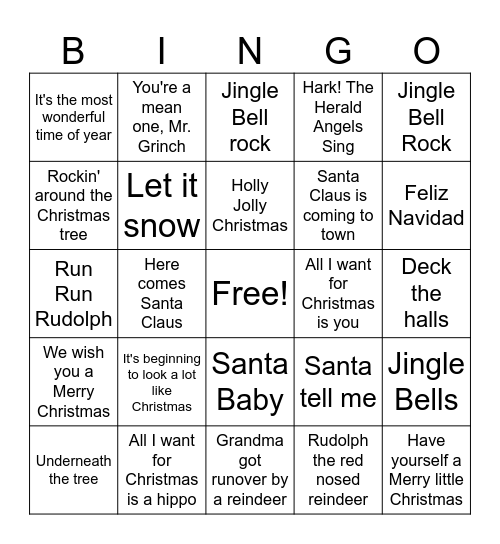 Christmas Bingo Card
