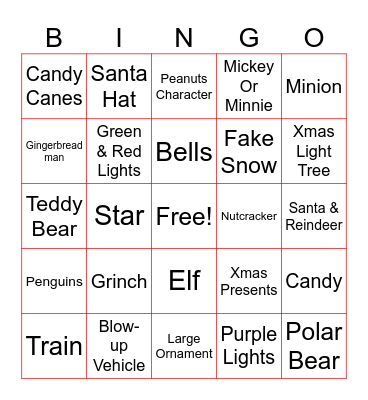 Christmas Lights Bingo Card