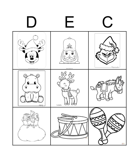 December Holiday Bingo Card