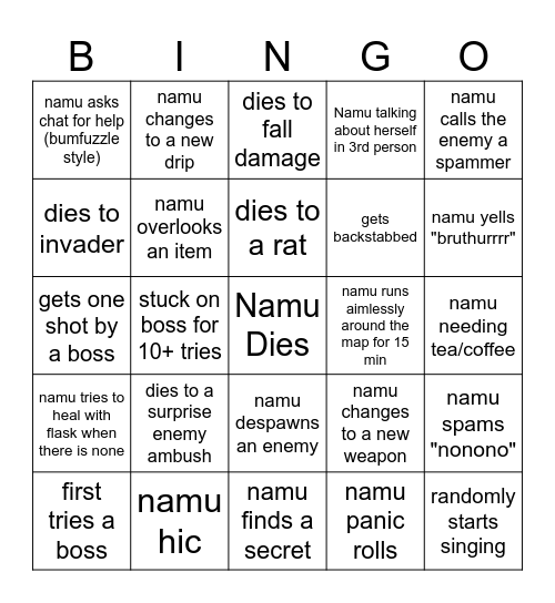 Namu Bingo Card