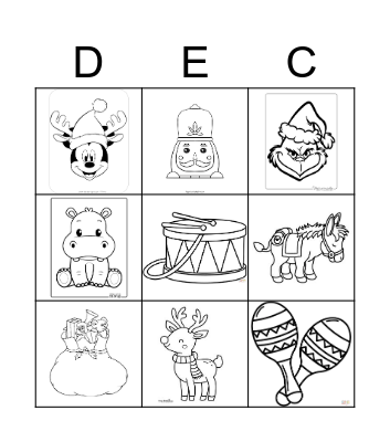 December Holiday Bingo Card