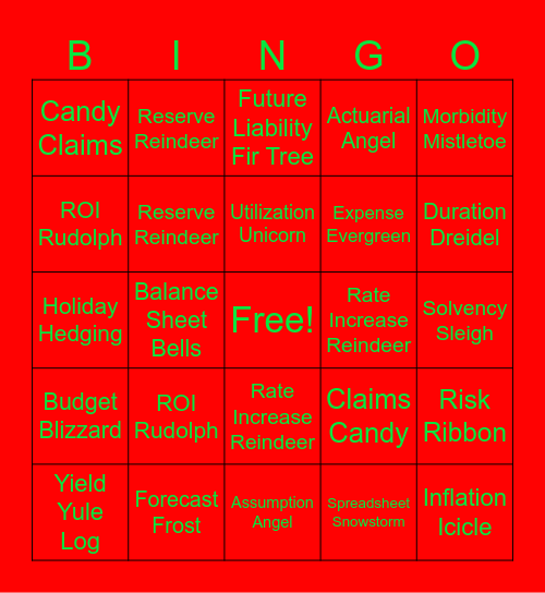 Finance Holiday Bingo Card