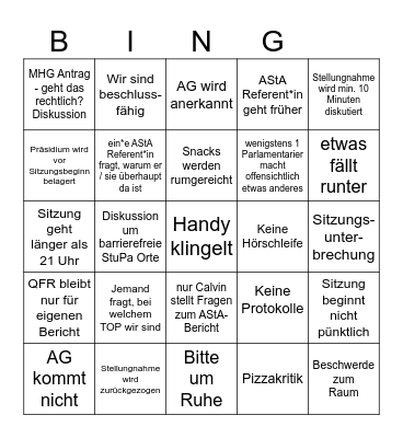 Nur gültig mit Pizza-Fleck Bingo Card