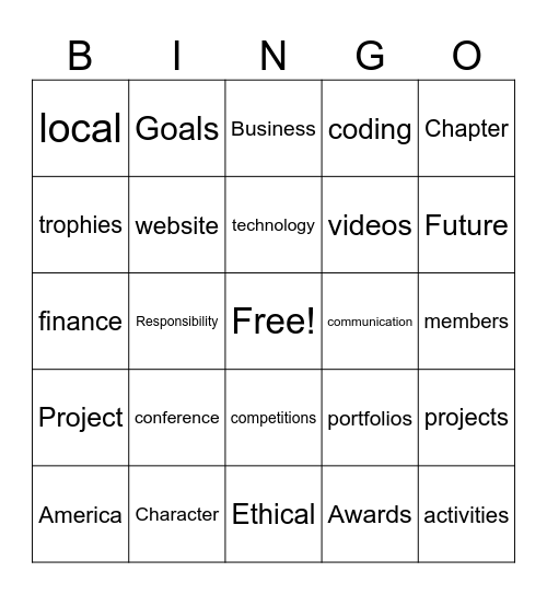 FBLA Bingo Card