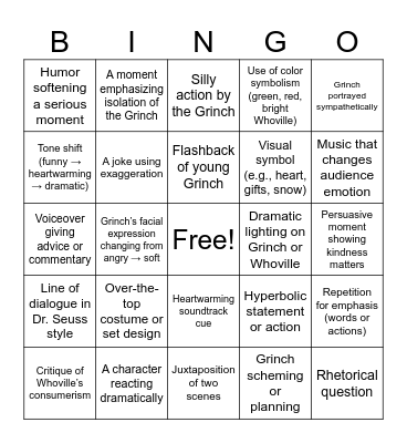 Grinch RA Bingo Card