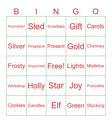Team Terri Holiday Bingo Card