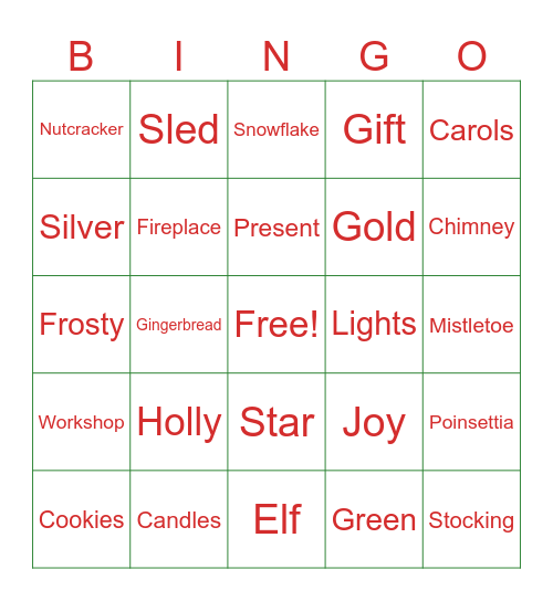 Team Terri Holiday Bingo Card
