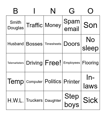 Patty Bingo Card