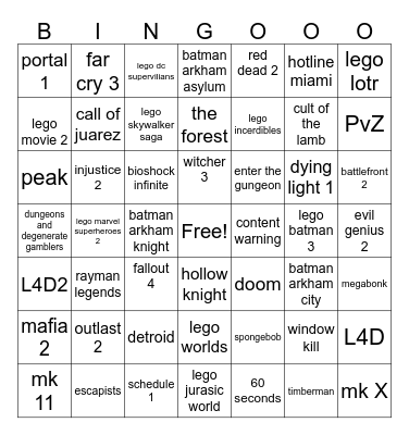 2026 steam achivment bingo Card
