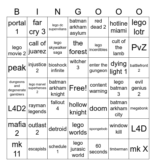 2026 steam achivment bingo Card