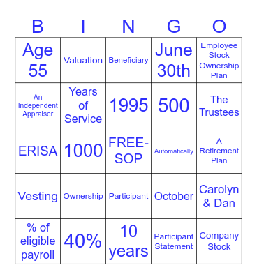 ESOP BINGO Card