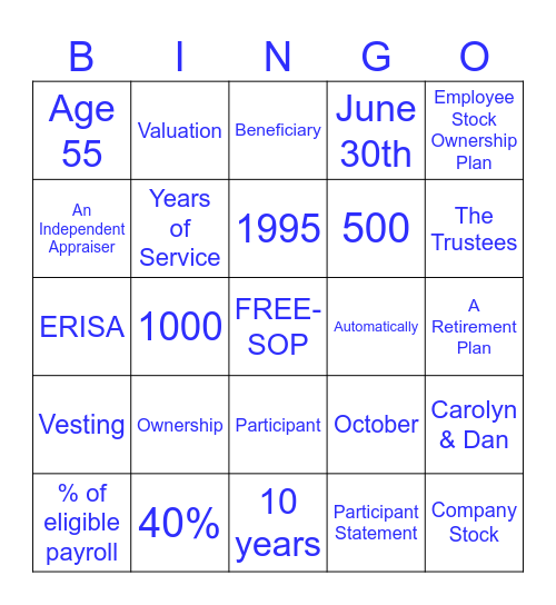 ESOP BINGO Card