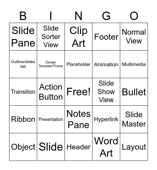 AHS-1108 WK 4 Powerpoint terms Bingo Card