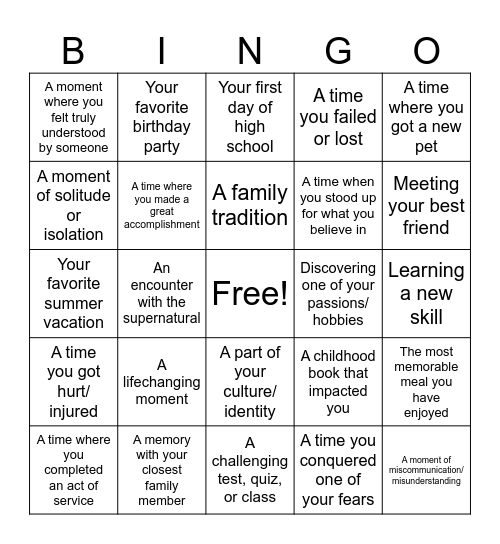 Untitled Bingo Card