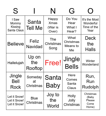 HOLIDAY MUSIC Bingo Card