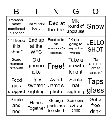 WFC Christmas Party Bingo Card