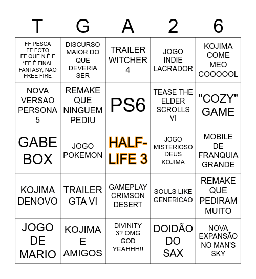 TGA 2026 Bingo Card