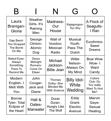 Radio Bingo Class of 1982 Bingo Card