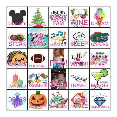 Shelby's Favorite Things Bingo Card